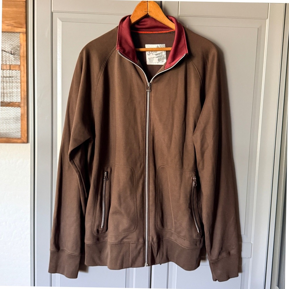 Old Navy Vintage Mens Full Zip Mock Neck Track Jacket , Brown, L